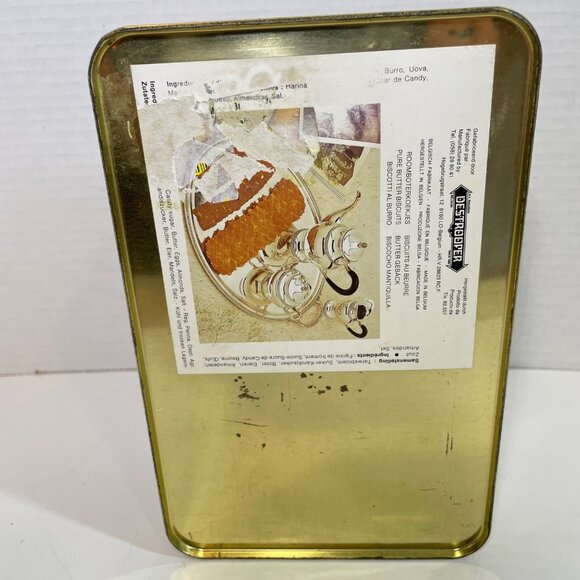 Vintage Destrooper Belgium Biscuit Tin With Charming Bakery Scene Artwork  16 Oz - Picture 6 of 14